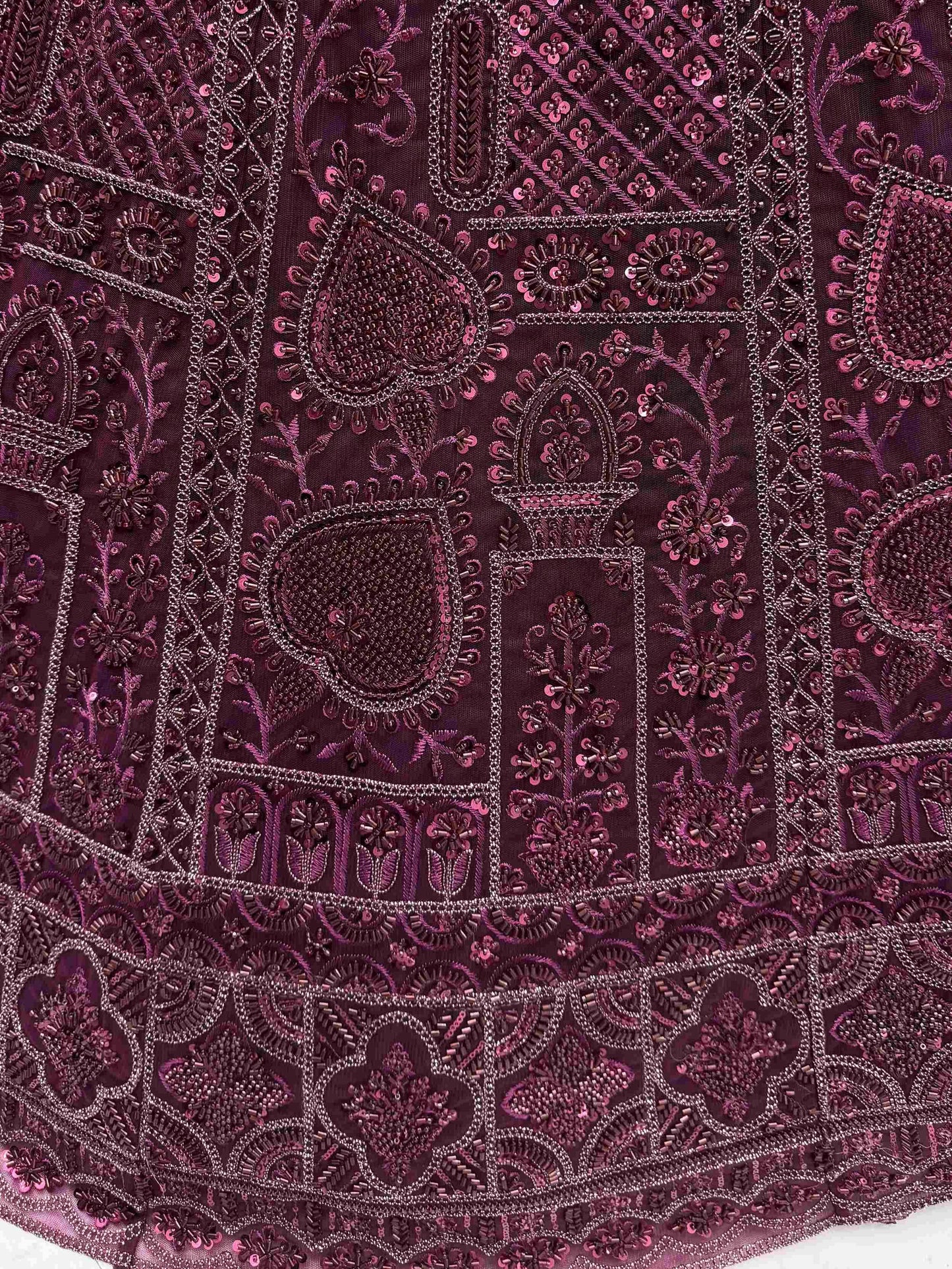 Wonderful Purple Dori Embroidery Net Monochrome Lehenga Choli With Dupatta