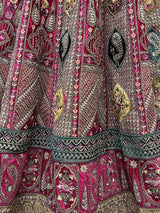 Wonderful Rani Pink Embroidered Velvet Bridal Wear Lehenga Choli