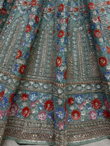 Wonderful Sky-Blue Sequins Net Bridesmaid Lehenga Choli With Dupatta