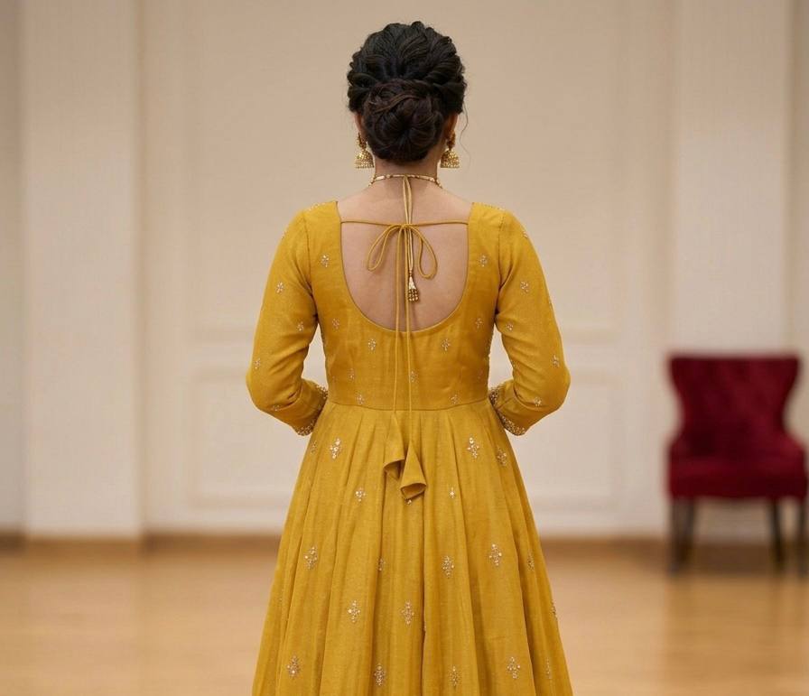 Yellow Anarkali Suit with Heavy Embroidery work