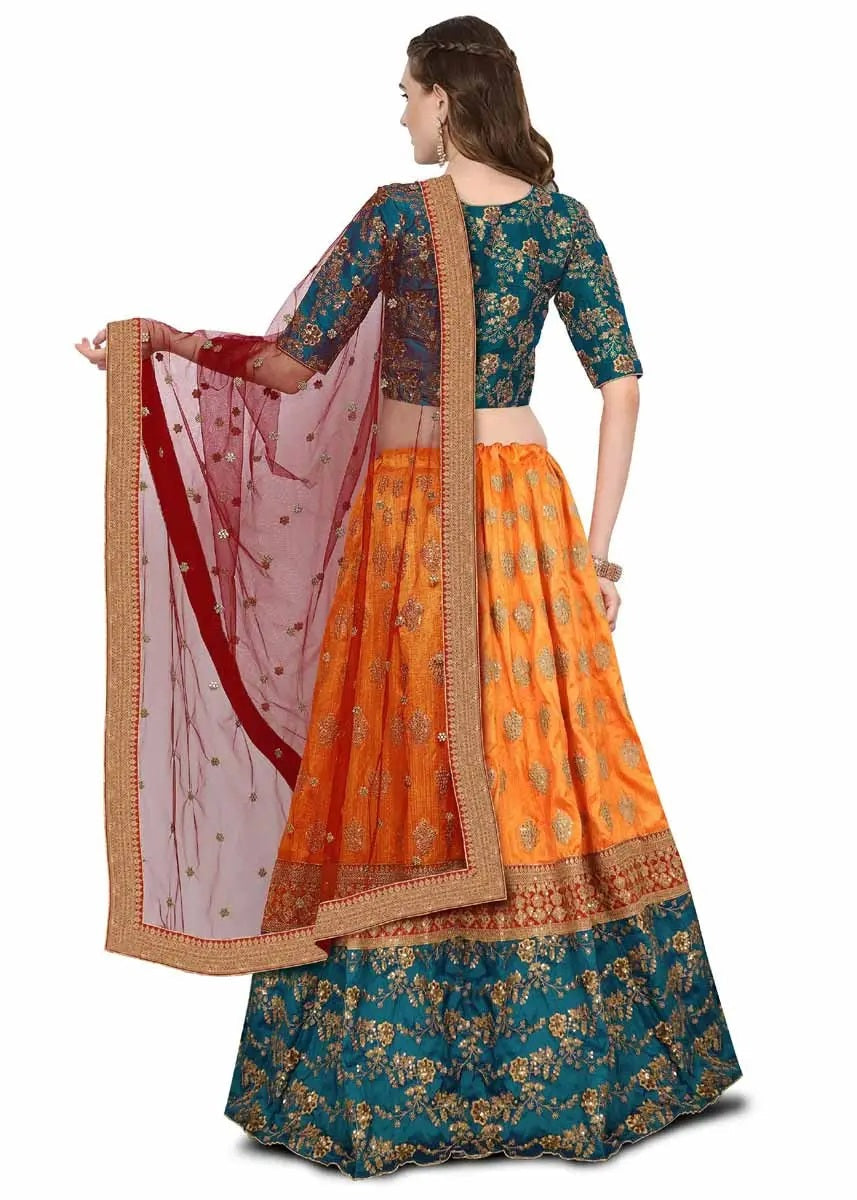 Yellow banarasi silk wedding lehenga