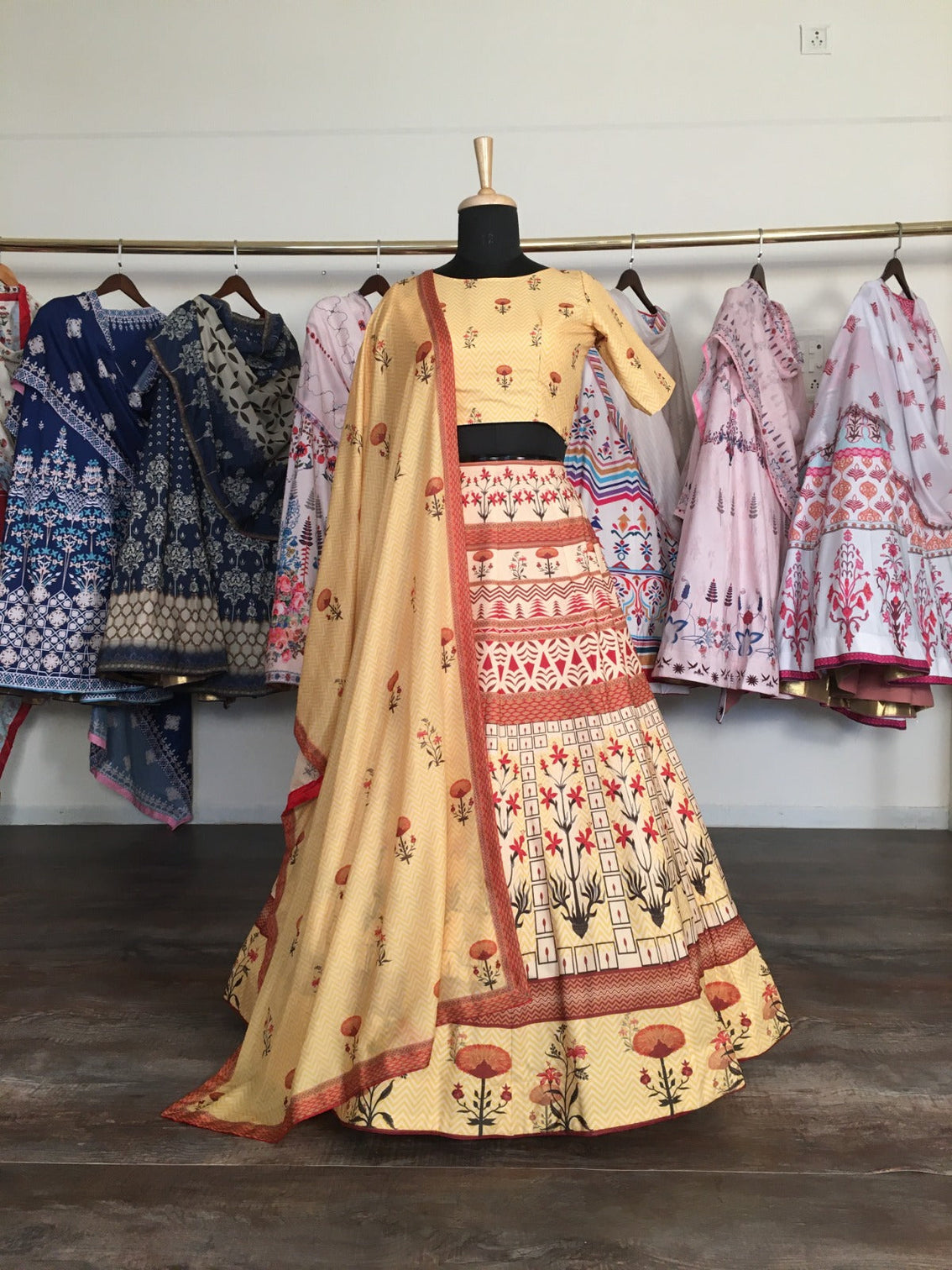 Yellow Color Captivate Hearts in This Exquisite Vaishali Silk Printed Lehenga Choli with Muslin Silk Dupatta