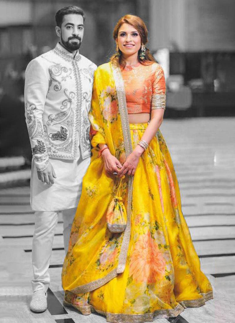 Yellow Color Digital Printed Designer Flared Lehenga Choli