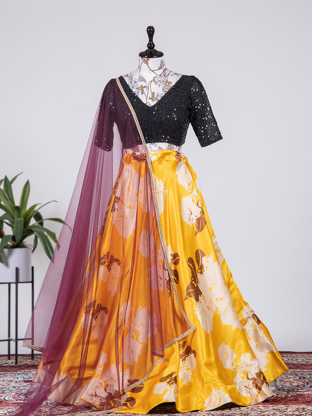 Yellow Color Printed Digital Satin Silk Lehenga Choli