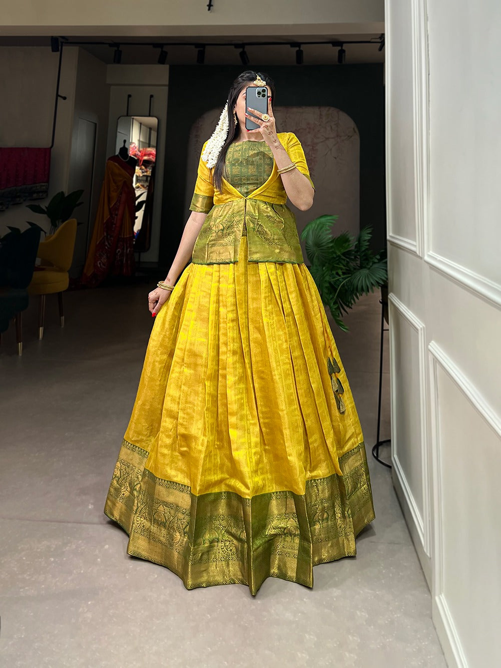Yellow Color Regal Kanjivaram Co-ord Set: Elegance Redefined for Modern Queens