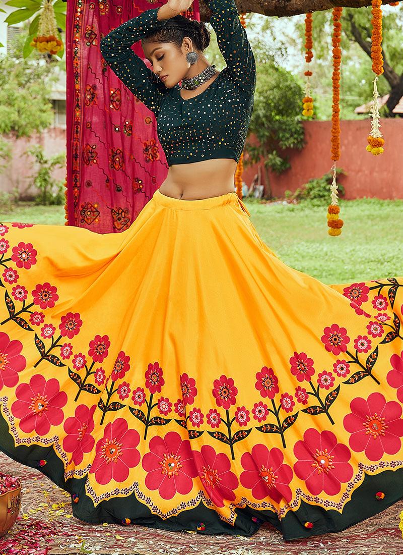 Yellow Digital Print Navratri Ghagra Choli