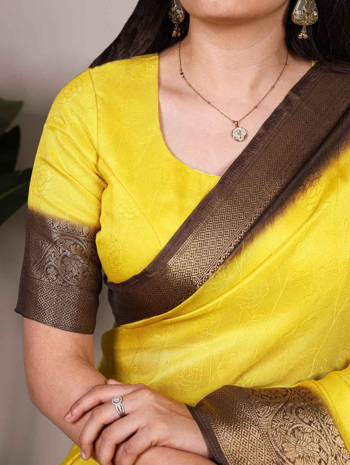 Yellow Elegant Marsh Mello Zari Weaving Saree with Matching Unstitched Blouse – Traditional Festive & Wedding Wear