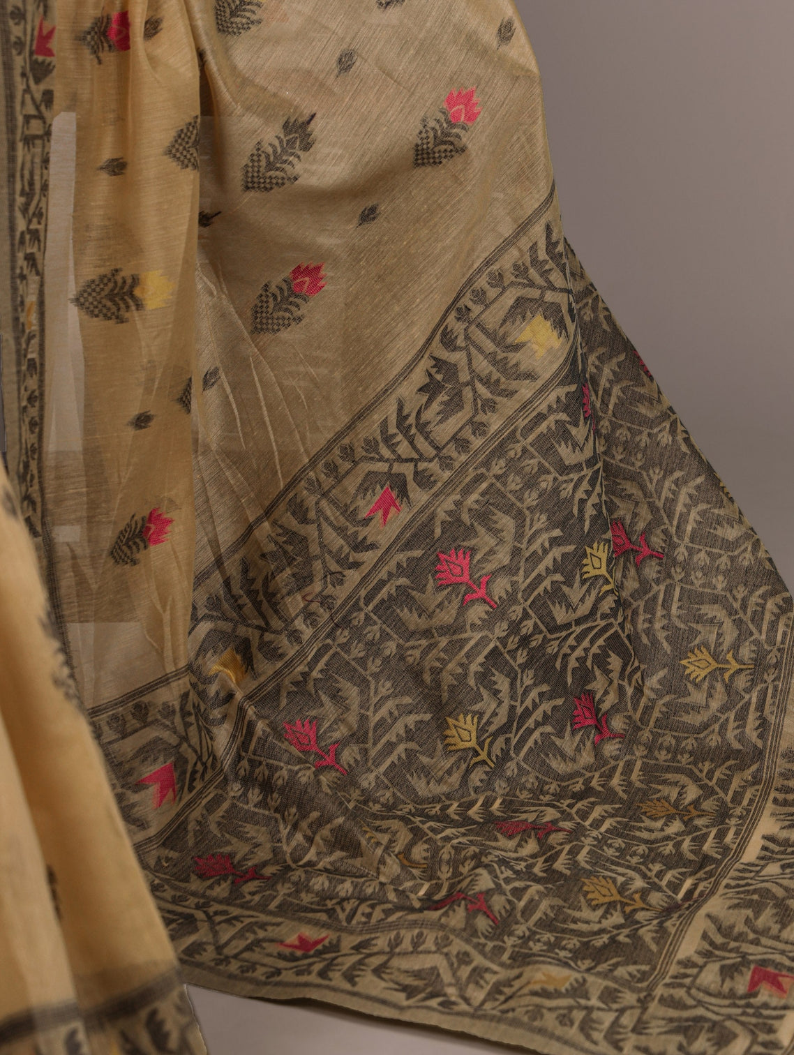 Yellow Elegant Poly Cotton Thread-Weaving Saree with Matching Unstitched Blouse – Lightweight Traditional Daily & Festive Wear