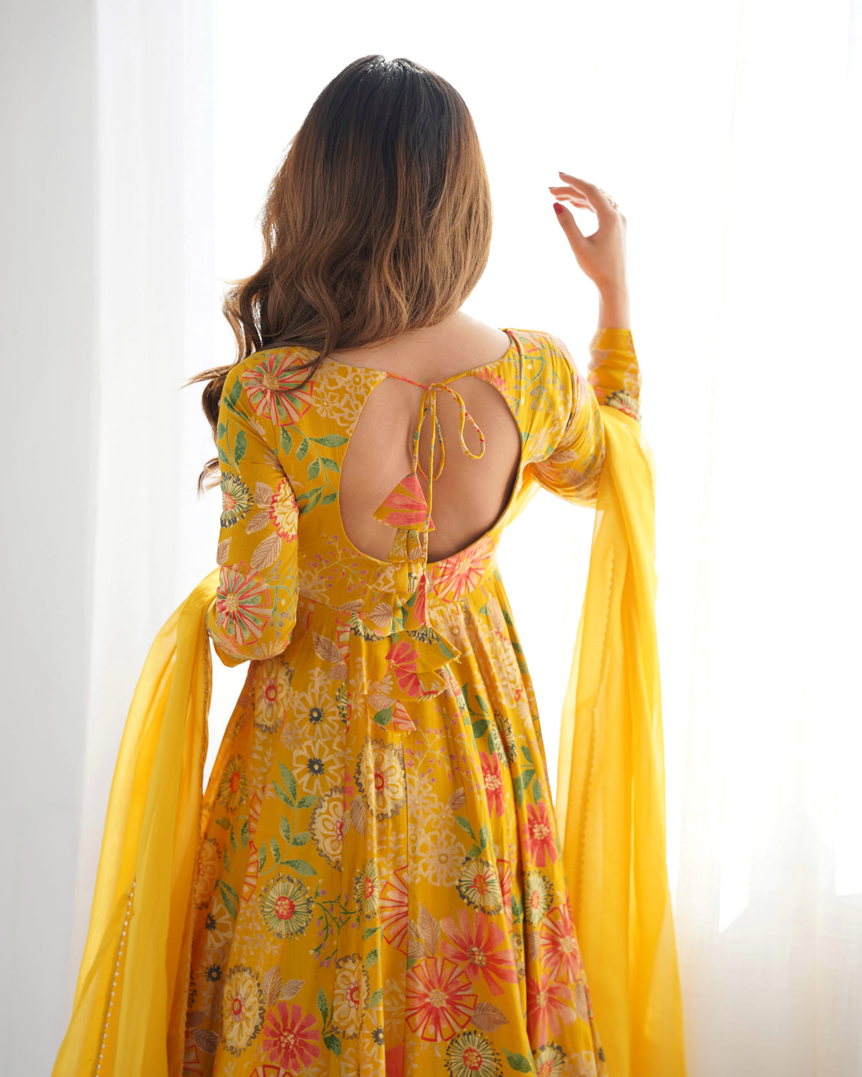 Yellow Elegant Roman Silk Chanderi Kediya Kurta Set with Dupatta & Palazzo