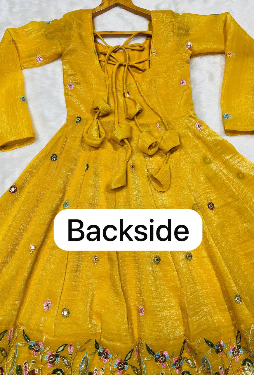 Yellow Embroidered Gown Sharara Set
