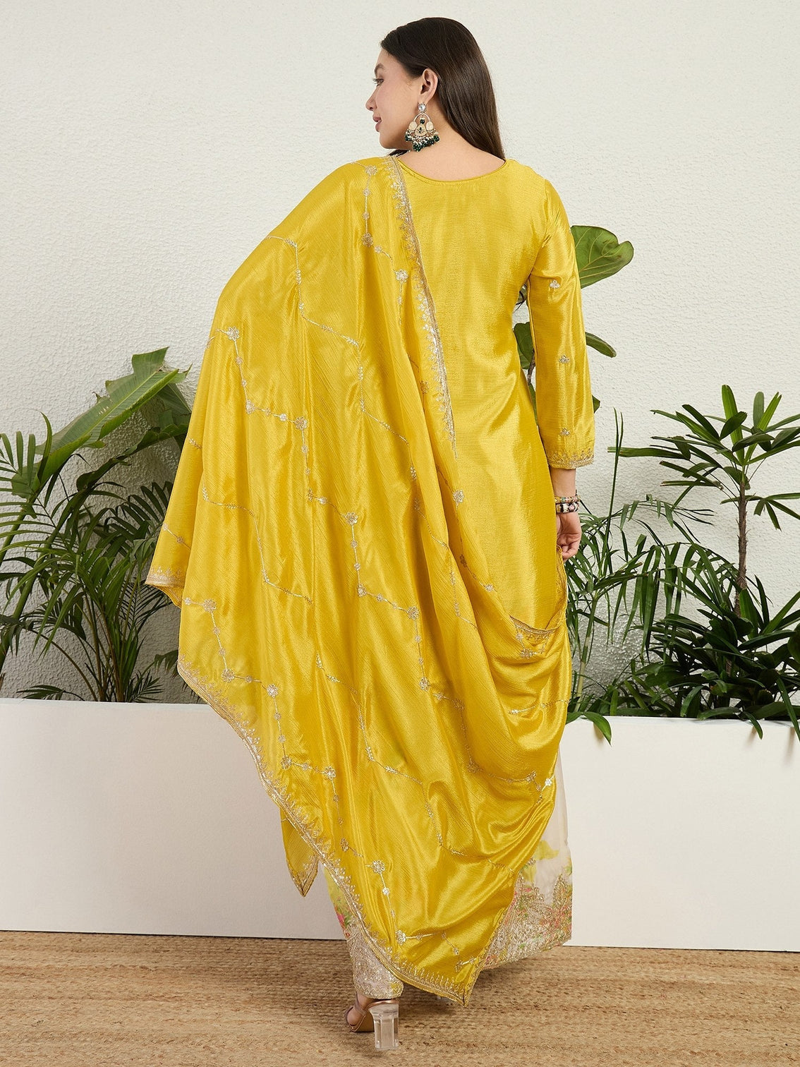 Yellow Embroidered Palazzo Set