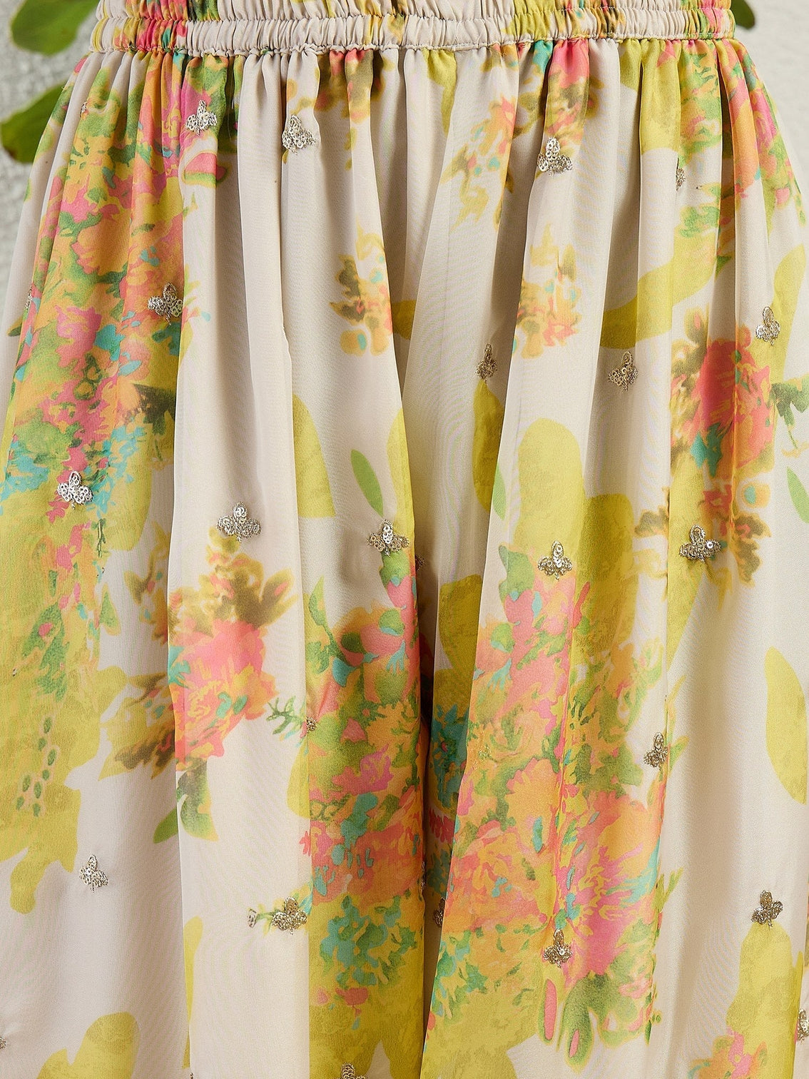 Yellow Embroidered Palazzo Set
