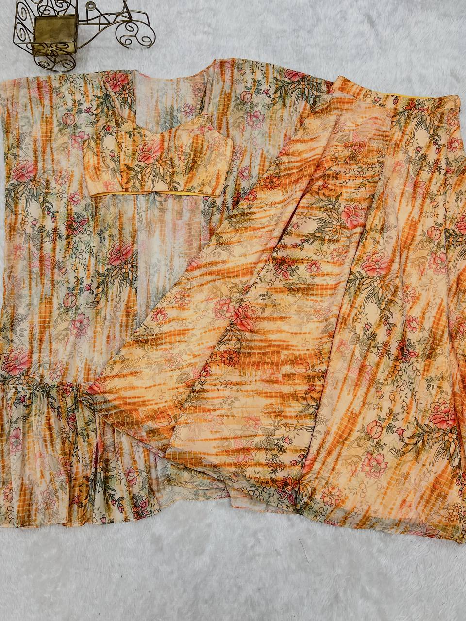 Yellow Georgette Shrug Palazzo Set