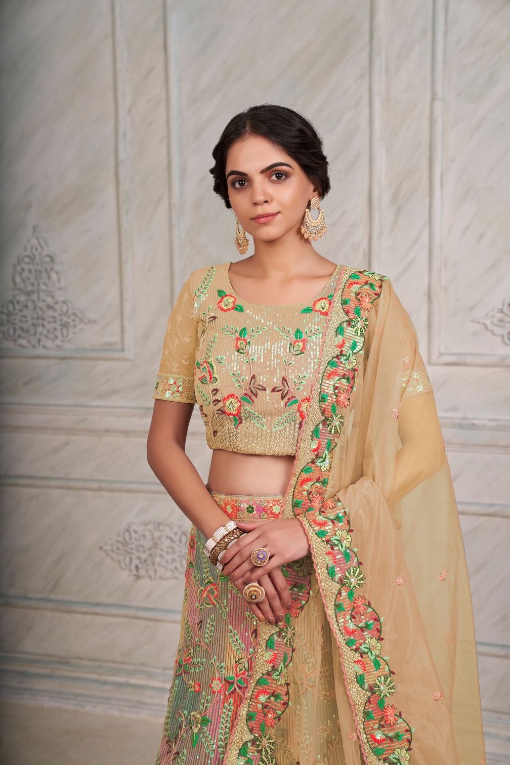 Mesmerizing Yellow Lehenga Choli Set - Embroidered Elegance