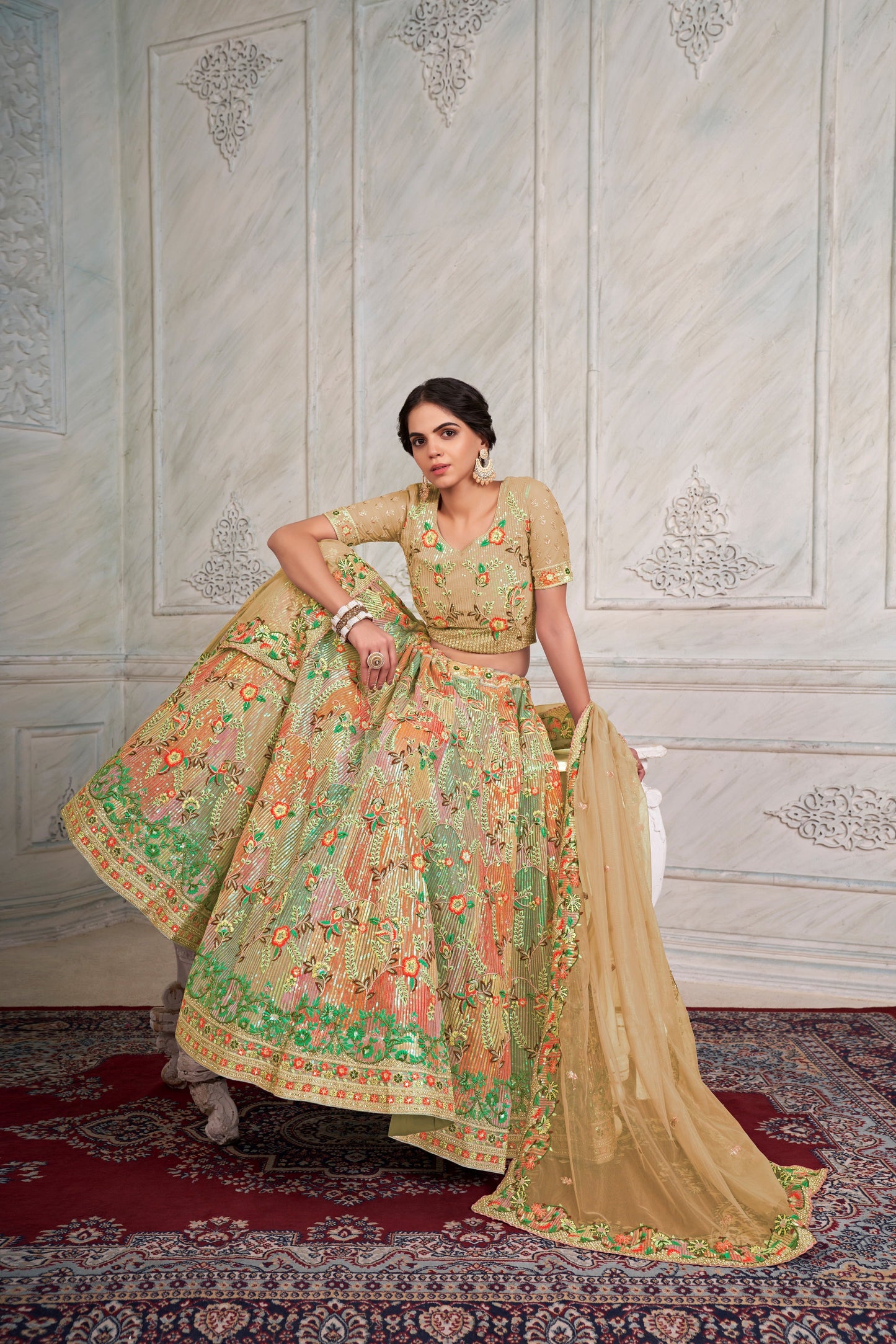 Mesmerizing Yellow Lehenga Choli Set - Embroidered Elegance