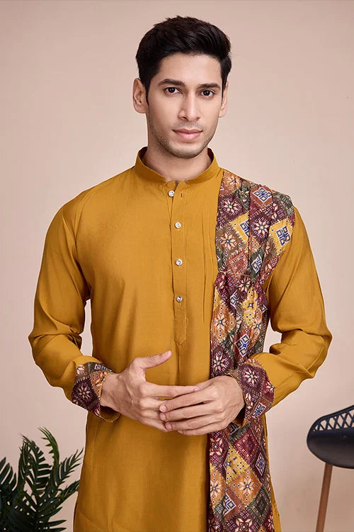 Yellow Men's Designer Kurta - Latest Festival Collection