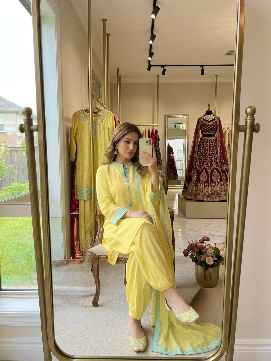 Yellow Natural Crepe Silk Suit Set