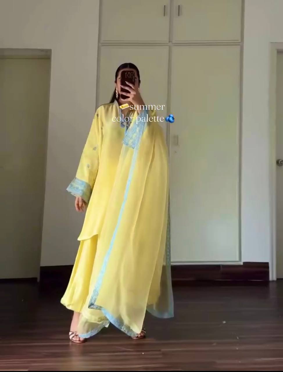 Yellow Natural Crepe Silk Suit Set