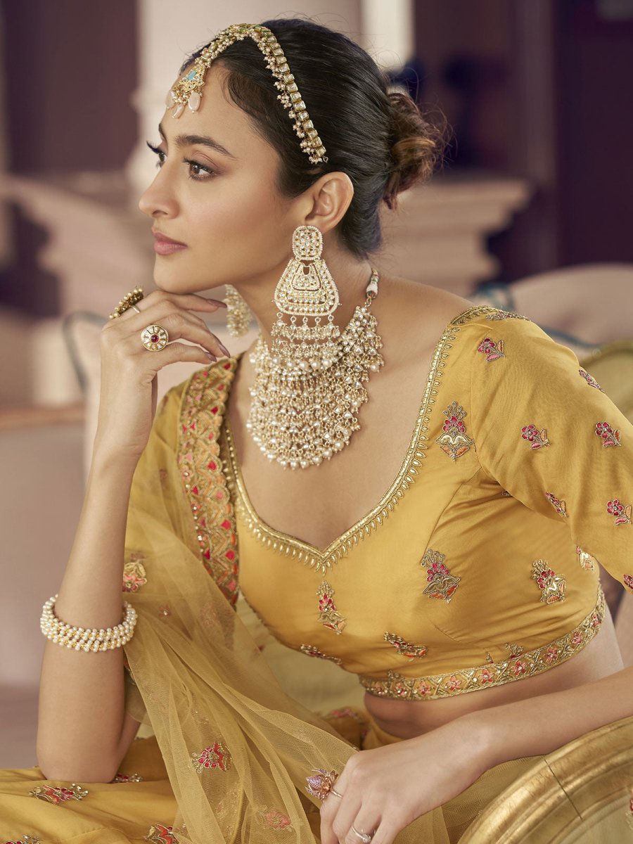 Yellow Organza Designer Lehenga Choli