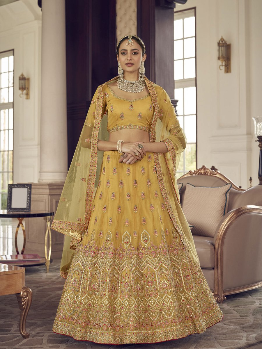 Yellow Organza Designer Lehenga Choli