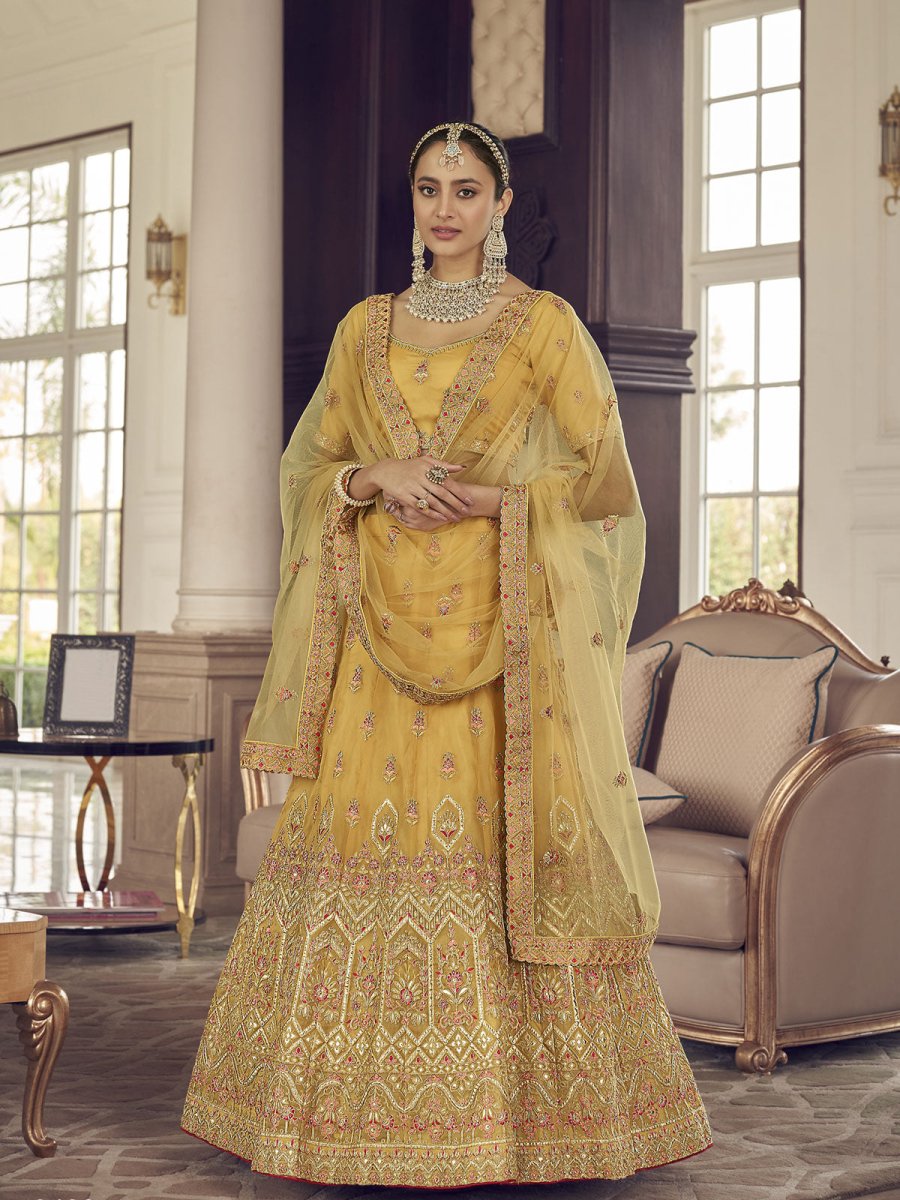 Yellow Organza Designer Lehenga Choli