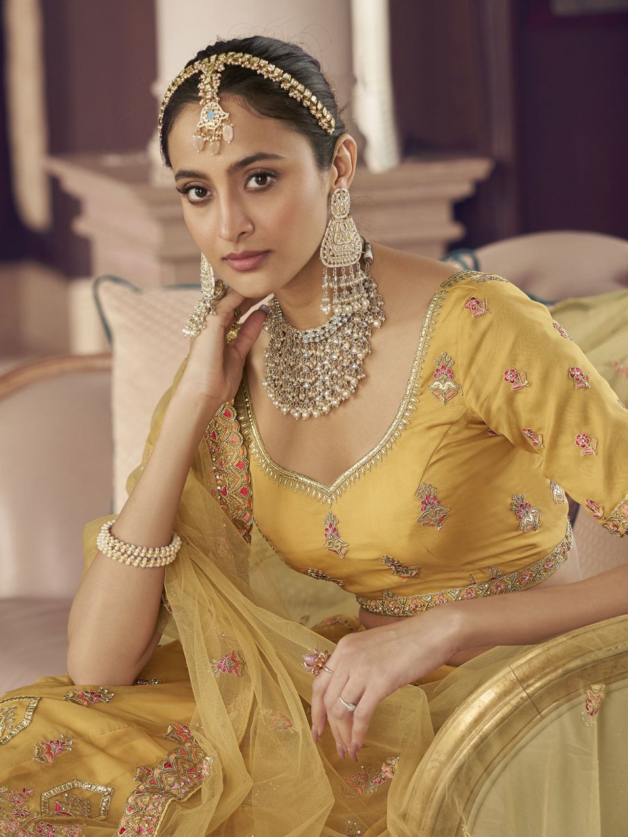Yellow Organza Designer Lehenga Choli