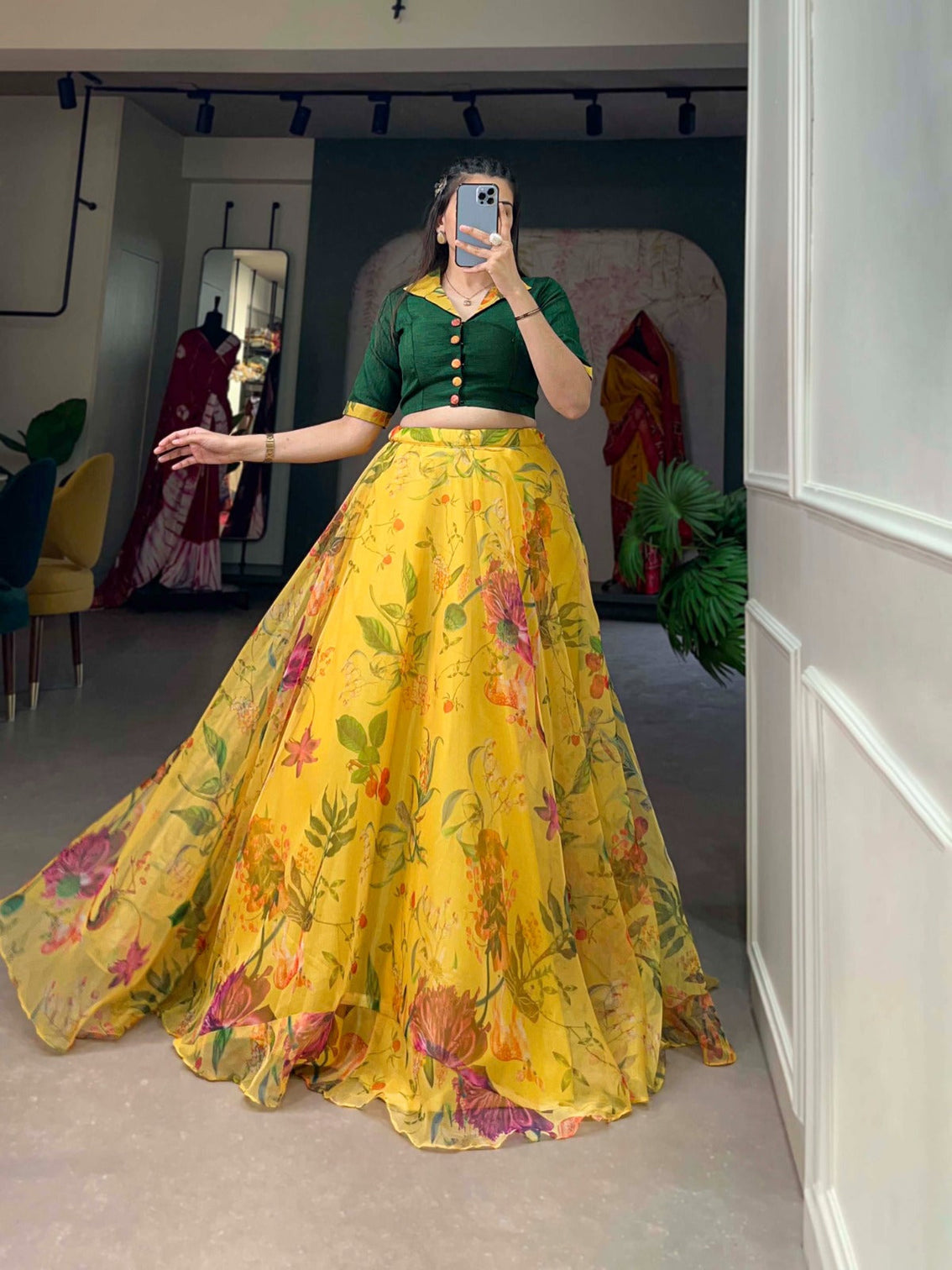 Yellow Organza Lehenga Co-ord Set for Effortless Elegance