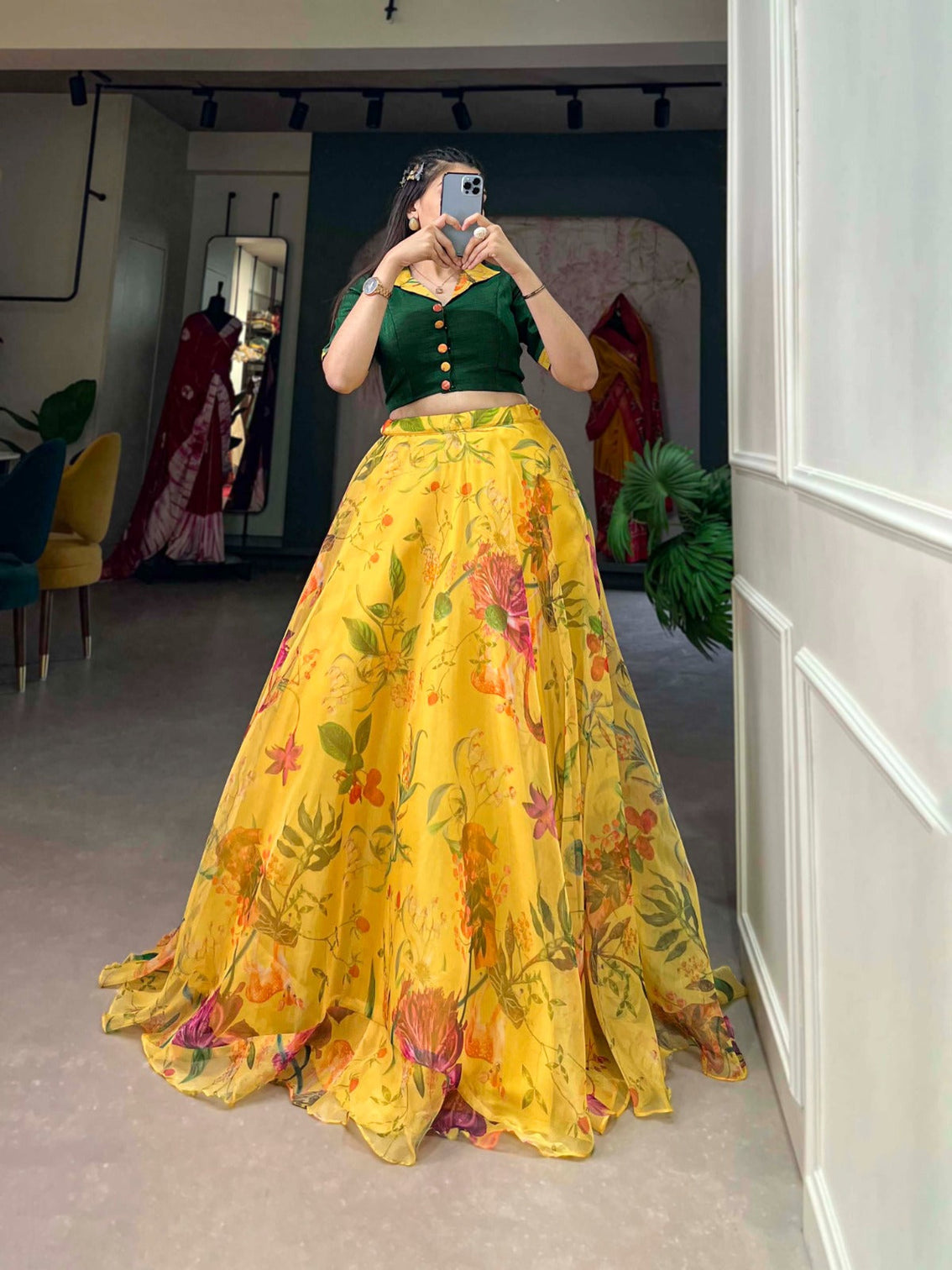 Yellow Organza Lehenga Co-ord Set for Effortless Elegance