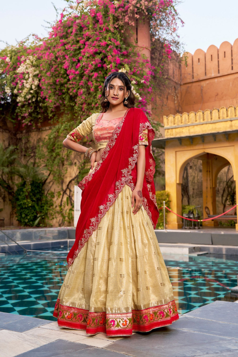Yellow Paithani Zari Weaving Lehenga Set