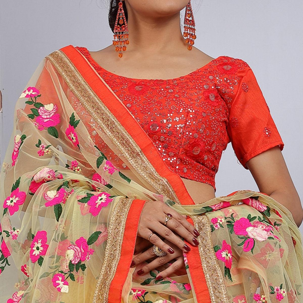 Yellow Party Wear Sequins Embroidered Georgette Lehenga Choli