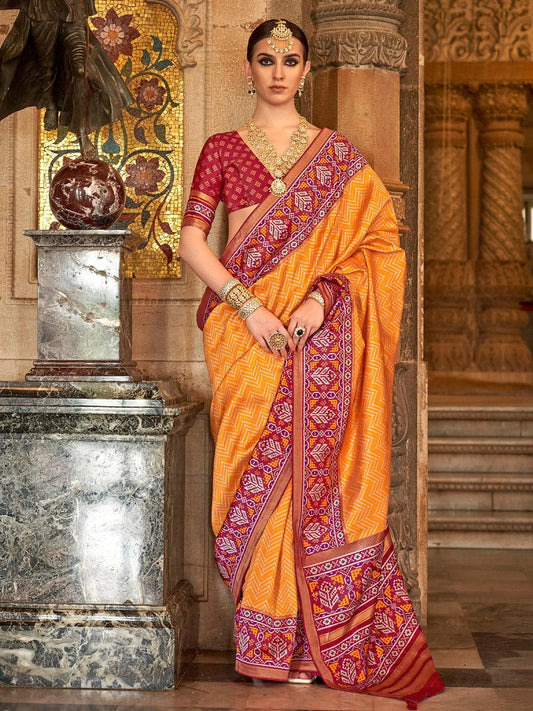 Yellow Printed Design Soft Silk Saree