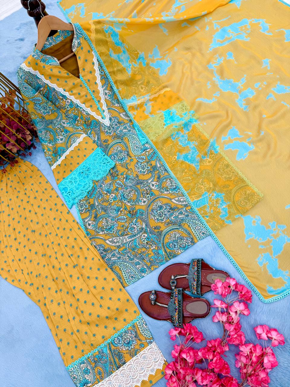 Yellow Printed Farshi Palazzo Set