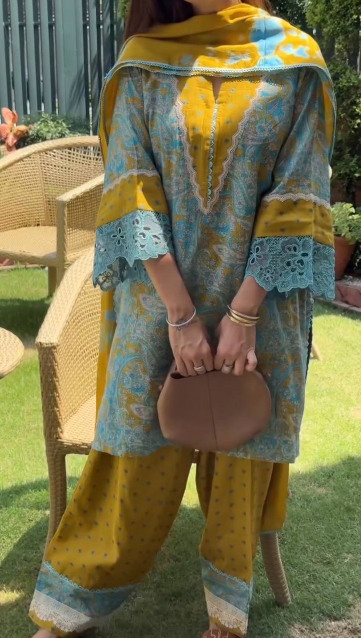 Yellow Printed Farshi Palazzo Set