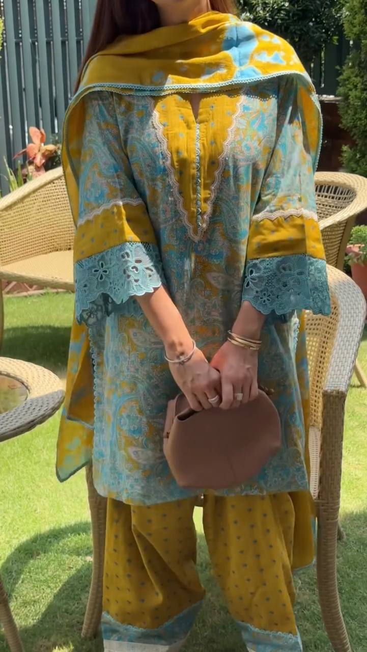 Yellow Printed Farshi Palazzo Set
