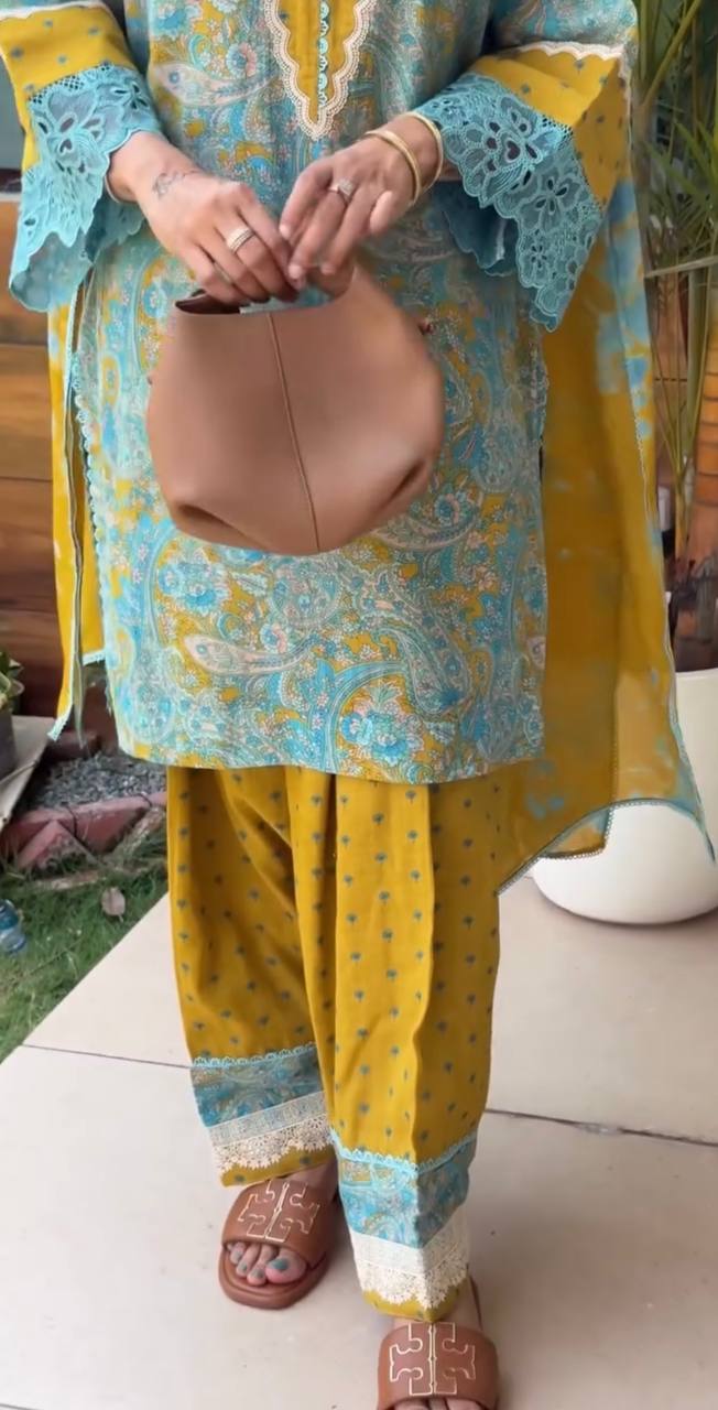 Yellow Printed Farshi Palazzo Set