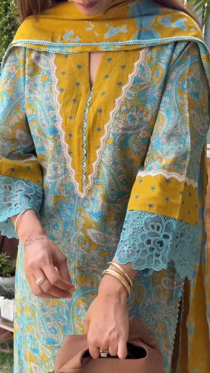 Yellow Printed Farshi Palazzo Set