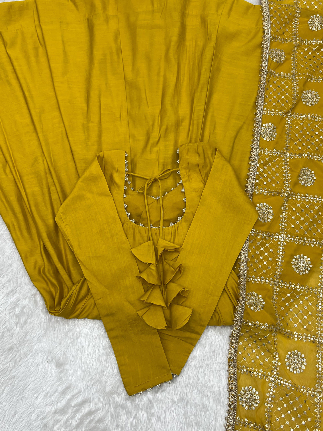 Yellow Roman Silk Anarkali Gown