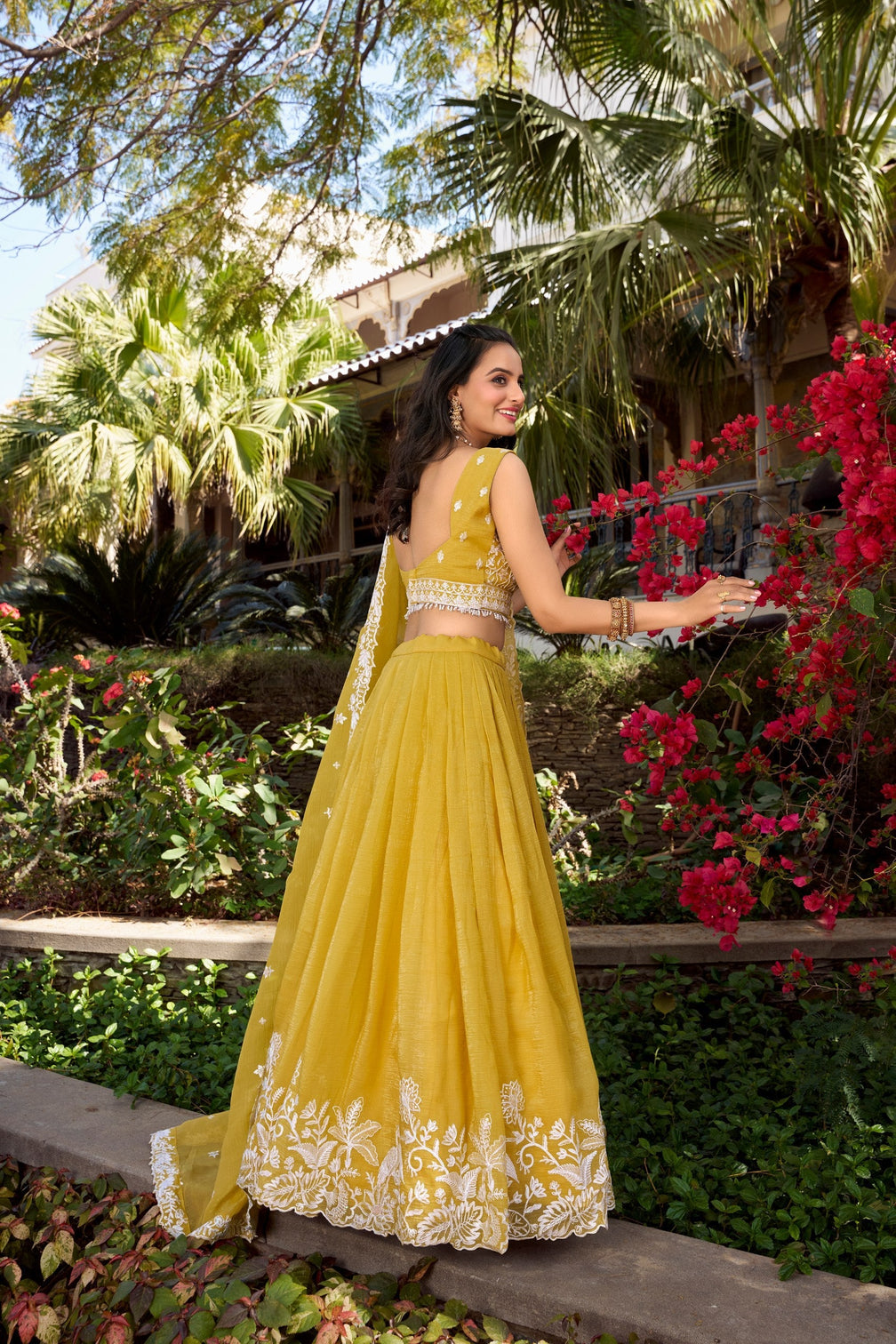 Yellow Royal Gold Crush Embroidered Lehenga Set