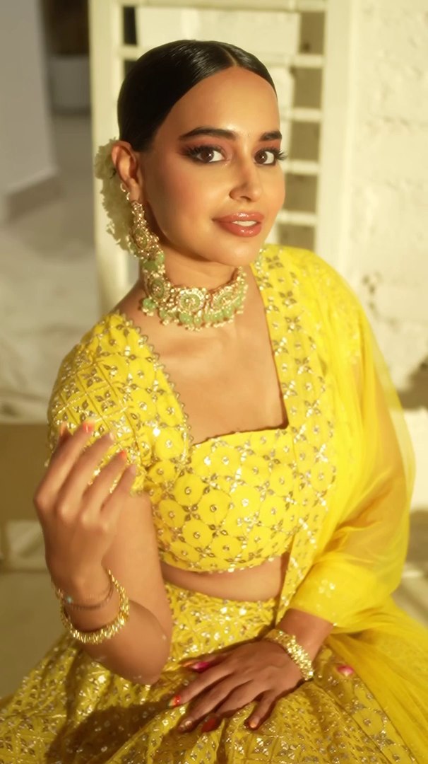 Yellow Sequin Embroidered Haldi Lehenga Set