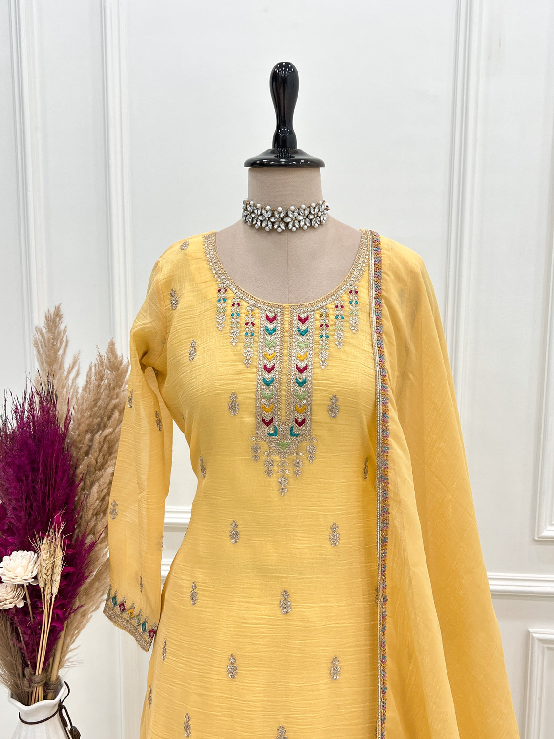 Yellow Soft Silk Sharara Set