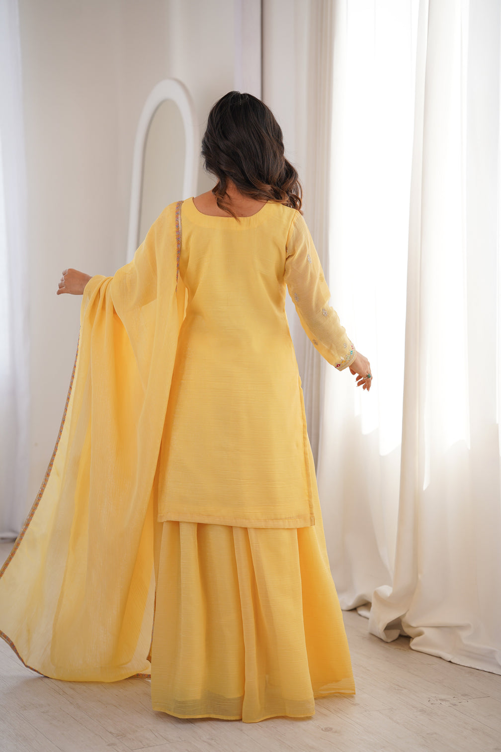 Yellow Soft Silk Sharara Set