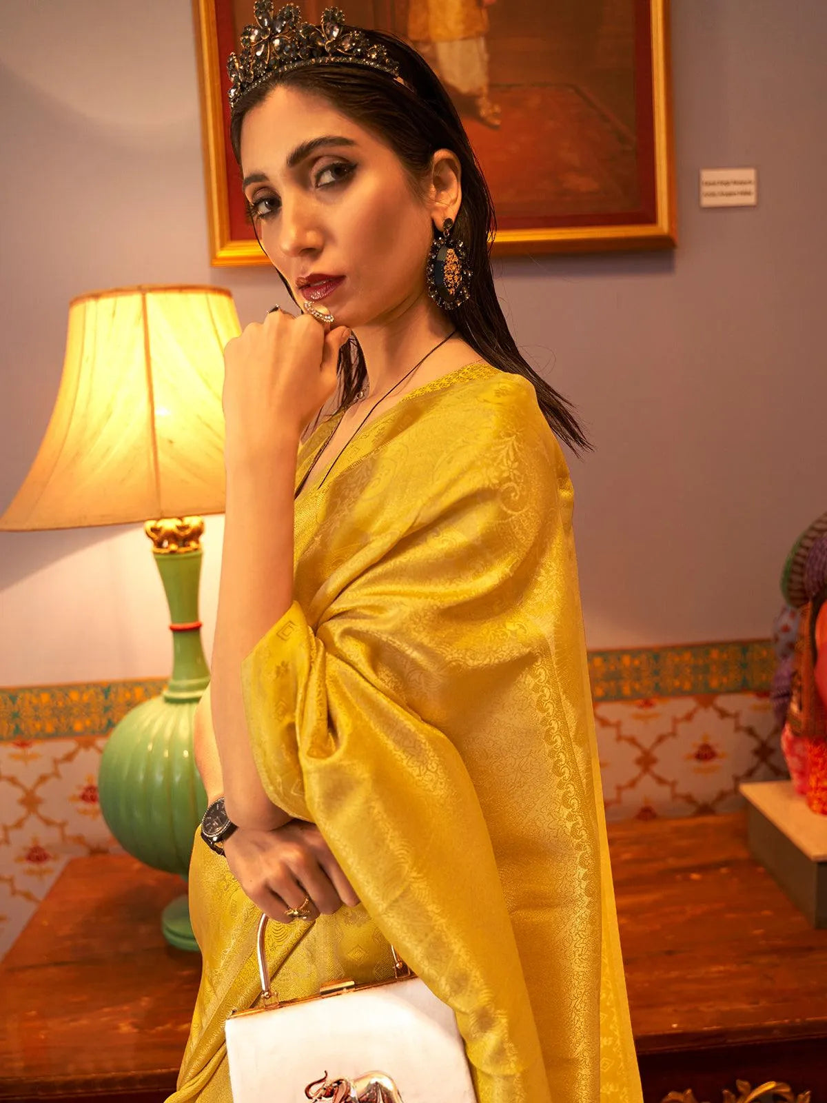 Yellow Woven Art Soft Silk Saree