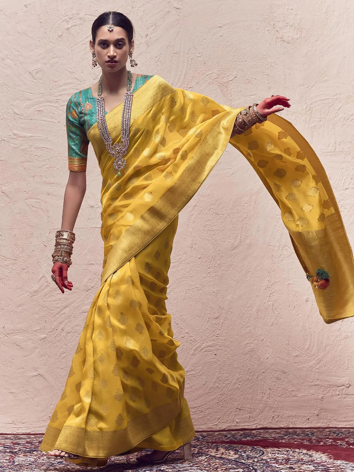 Yellow Woven Banarasi Art Silk Designer Saree