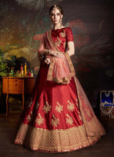 Fantastic Maroon Color Satin Base Designer Lehenga Choli