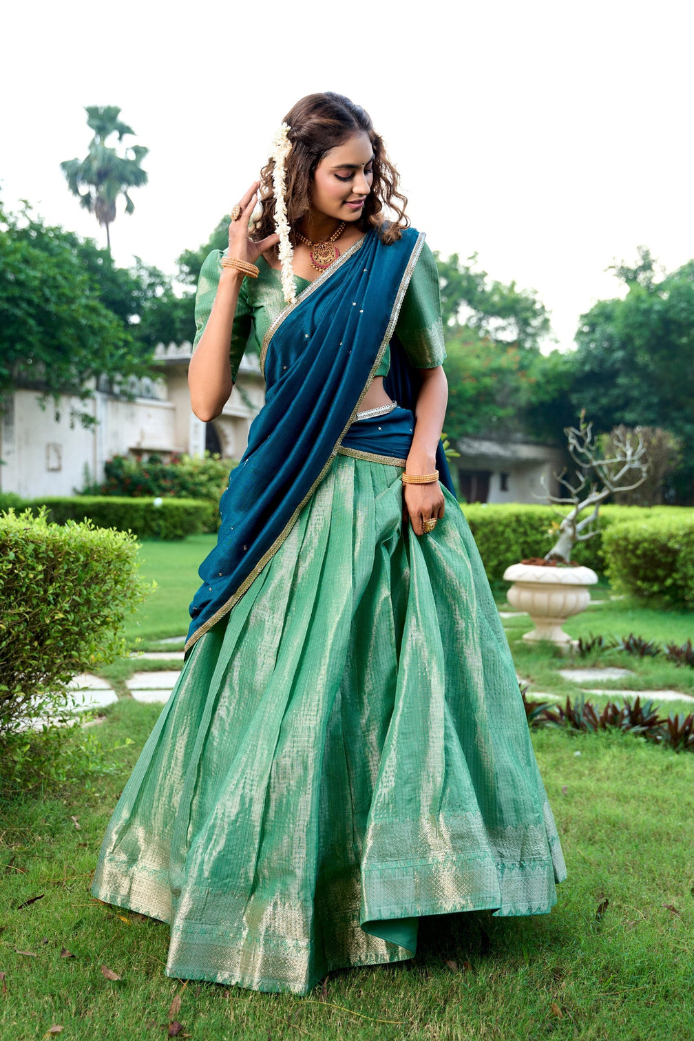 Zari Weaving Lehenga Set with Dupatta