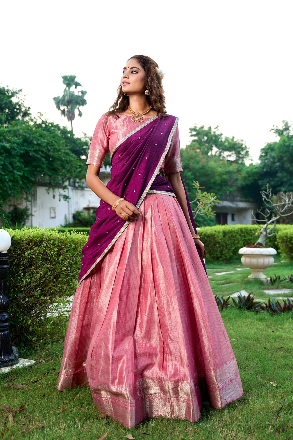 Zari Weaving Lehenga Set with Dupatta