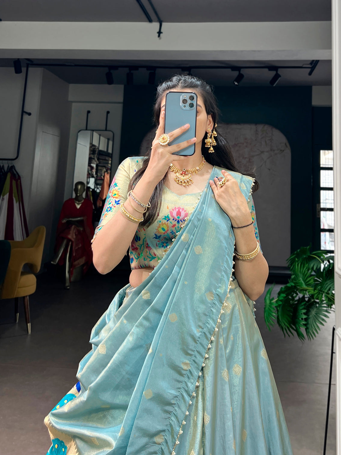 Bridal wear zari weaving work lehenga