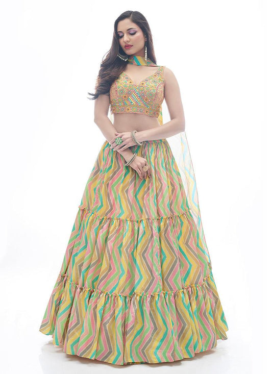 Zig-Zag Pattern Designer Printed Lehenga