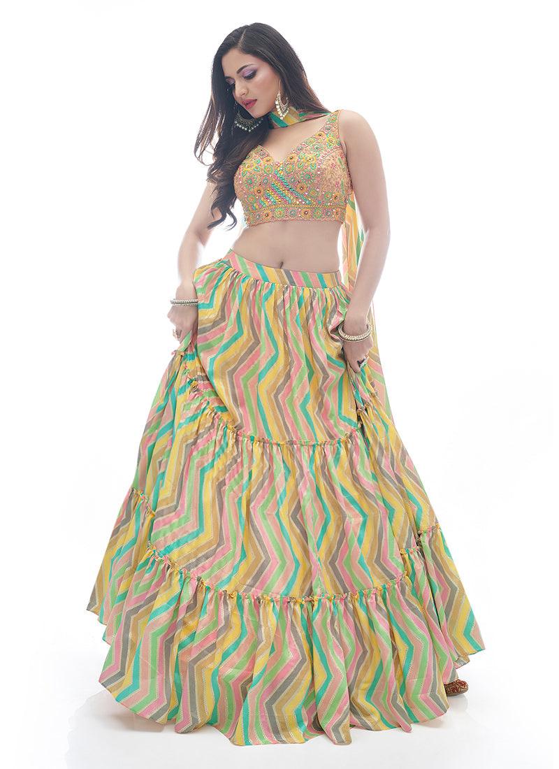 Zig-Zag Pattern Designer Printed Lehenga