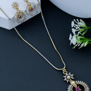 Mameraa Dual-Plated Ruby Stone-Studded Jewellery Set - Image 1